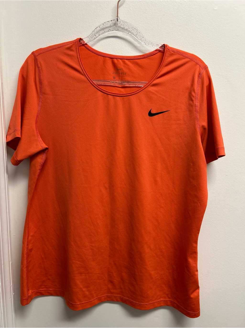 Nike Orange Short-Sleeve Dri-Fit Tee With Black Swoosh